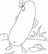 Cartoon Cucumber Coloring Pages Kids sketch template