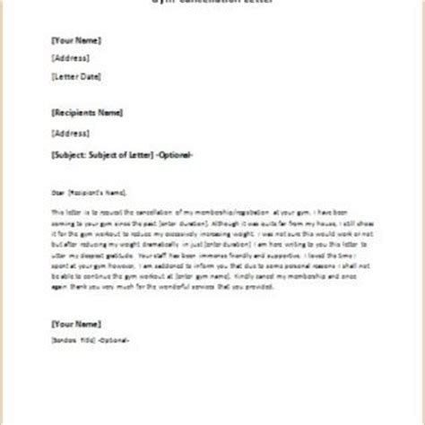 cancellation letter  gym membership writelettercom