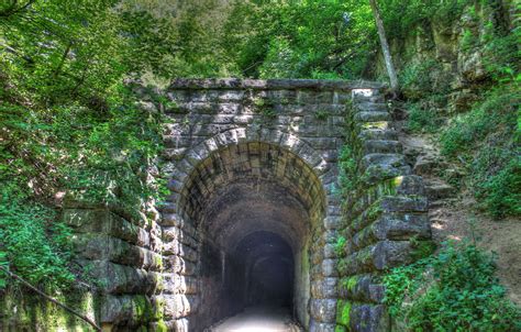 tunnel exit   badger state trail wisconsin image  stock