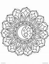 Coloring Mandala Pages Colouring Moon Star Sun Kids Yang Drawing Dreamcatcher Printable Mandalas Yin Flower Adults Color Friendly Print Islamic sketch template