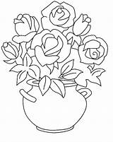 Bloemen Vaas Rozen Natuur Borduren sketch template