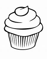 Cake Birthday Template Clip Outline Cupcake Clipart sketch template