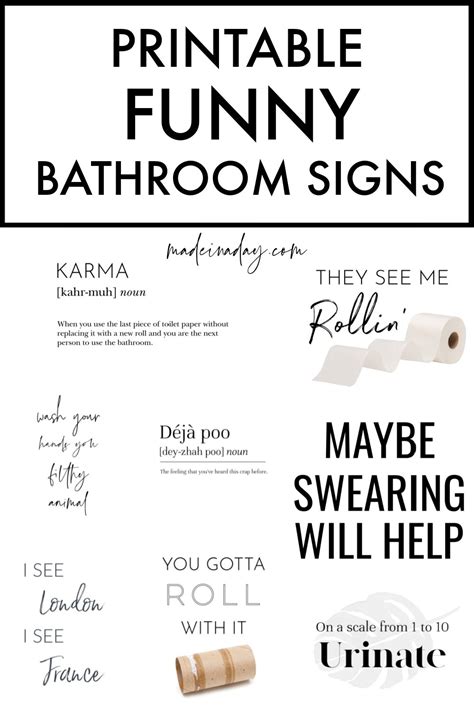 sayings  printable funny bathroom signs funny  true diy