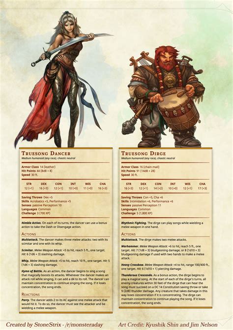 homebrew monster  day twofer tuesday truesong bards dungeons  dragons homebrew