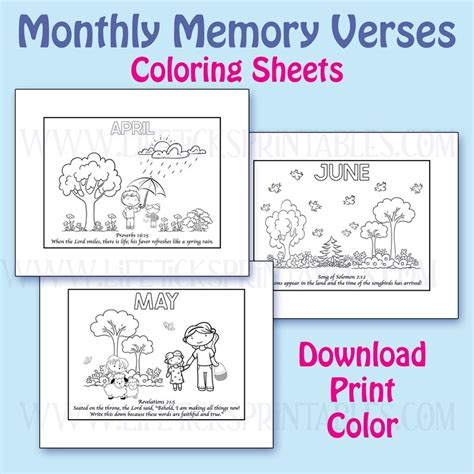 monthly memory verse coloring pages color  bible verse etsy
