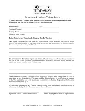 hoa variance request form fill   sign printable  template