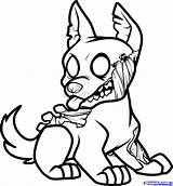 Zombie Drawing Easy Dog Cute Outline Animal Kids Drawings Puppy Face Simple Coloring Draw Wolf Pages Color Sad Puppies Sketch sketch template