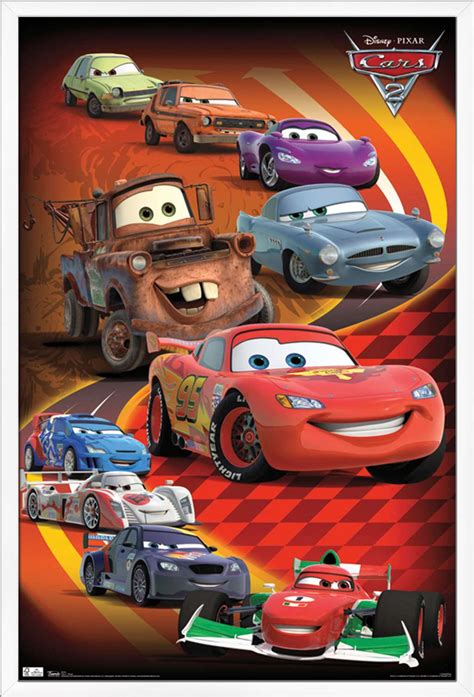 Disney Pixar Cars 2 Group Wall Poster 22 375 X 34 Framed