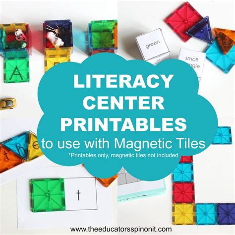 literacy center printables    magnetic tiles