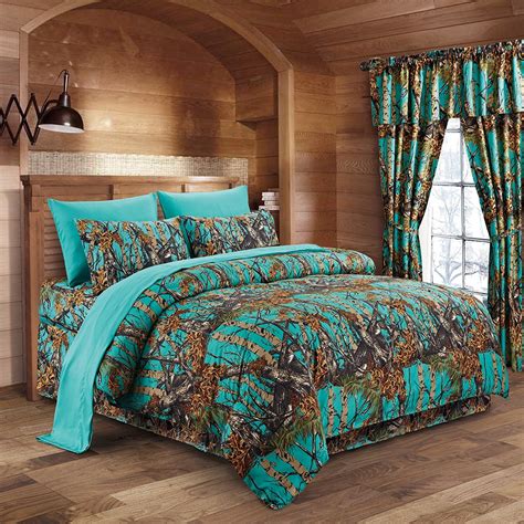 woods teal camouflage queen pc premium luxury comforter sheet