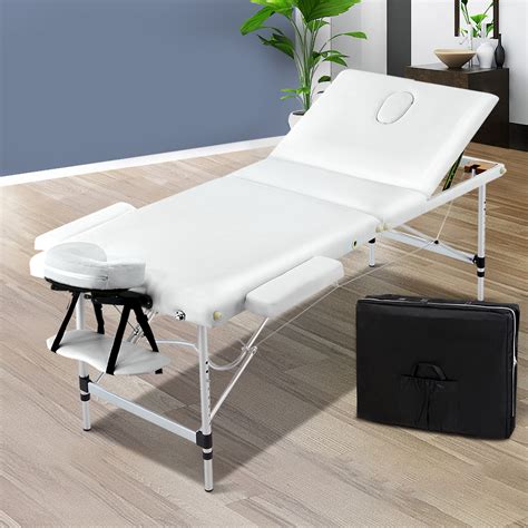 Livemor 3 Fold Portable Aluminium Massage Table White