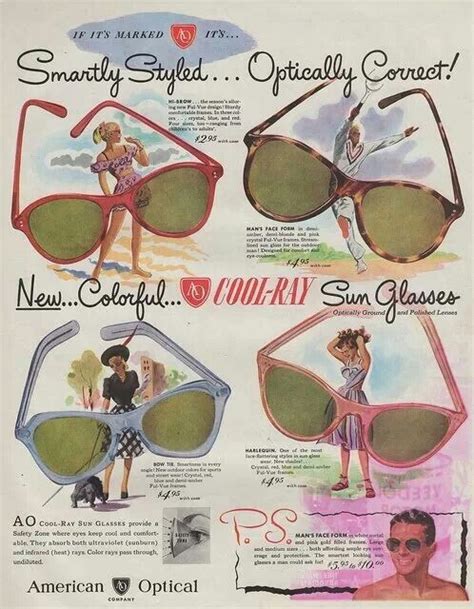 Cool Ray Sunglasses 1947 Vintage Eyewear Vintage Advertisements