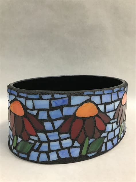 Mosaic Oval Catch All Bowl Stained Glass East