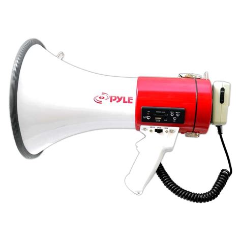 pyle pmplia professional series  white megaphone  built  usbsd reader