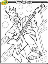 Coloring Pages Rock Roll Band Crayola Guitarist Lead Kiss Kids Guitar Color Star Drawing Rockstars Clip Sheets Printable Music Getcolorings sketch template