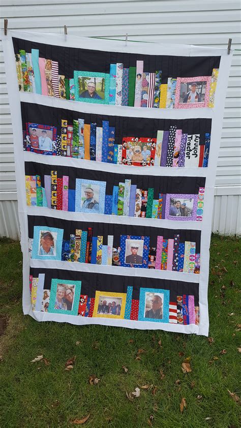 bookshelf library picture quilt tribute quilt etsy