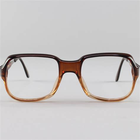vintage 70s eyeglasses clear brown glasses 1970s eyeglass frame
