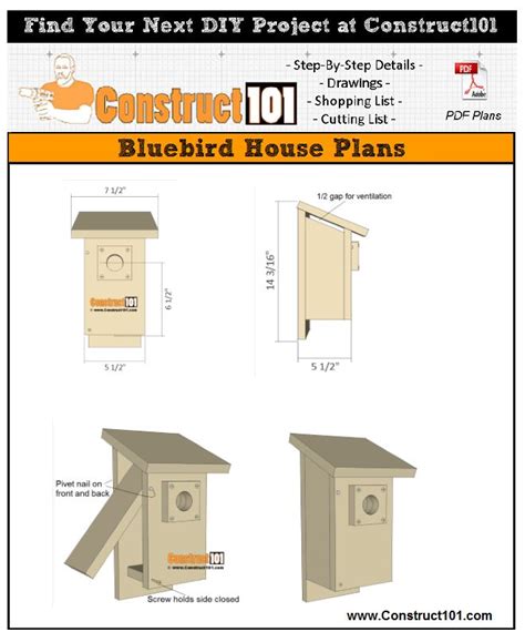 bluebird house plans   construct bluebird house