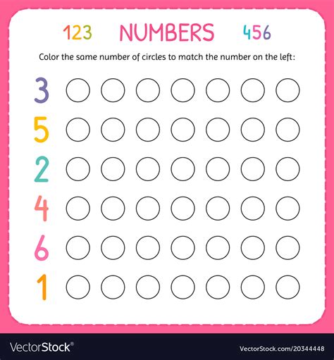 numbers  kids worksheet  kindergarten vector image