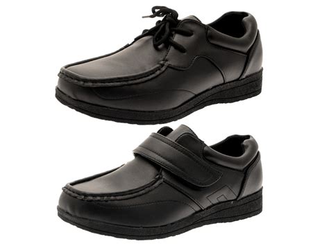 kids boys school shoes mens work black faux leather shoes casual formal size ebay