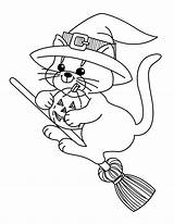 Halloween Coloring Pages Witch Cat Kids Printable sketch template
