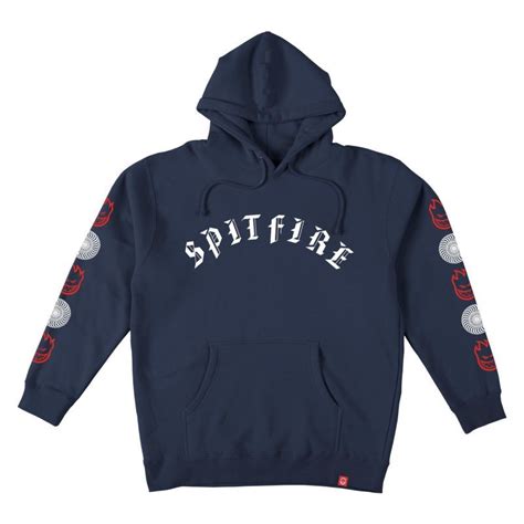 spitfire   combo sleeve pullover hoodedslate blue  red file