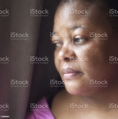Portrait Of Mature Woman Of African Descent With Sad Expression Stock