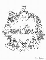 Coloring Winter Pages Printable Adults Color Scene Scenes Christmas Bullet Adult January Sheets Milky Way Kids Journal Book Drawings Season sketch template
