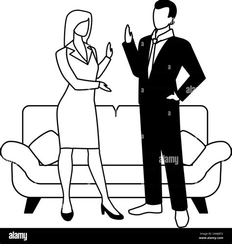 couple in the living room on white background vector illustration