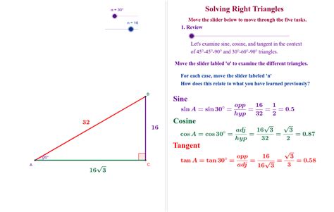 trigonometric ratios geogebra
