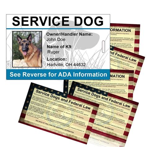 service dog id card    pack  service dog info handout cards