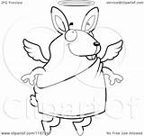 Halo Rabbit Flying Angel Coloring Clipart Cartoon Thoman Cory Outlined Vector 2021 sketch template