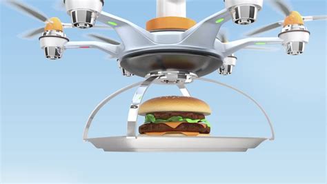 drone carrying hamburger  fast food delivery concept stock footage video  shutterstock