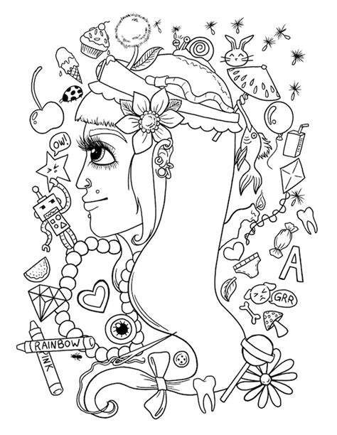 items similar  instant  doodle girl coloring page doodles