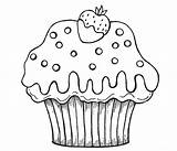 Coloring Cupcake Cake Pages Cute Drawing Muffin Cartoon Color Cup Cupcakes Kids Sheets Baked Food Chocolate Printable Simple Strawberry Goods sketch template