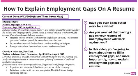 explain employment gaps   resume  answers examples
