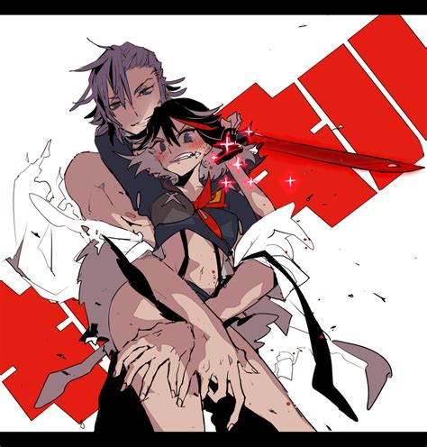 matoi ryuuko senketsu and mikisugi aikurou kill la kill drawn by