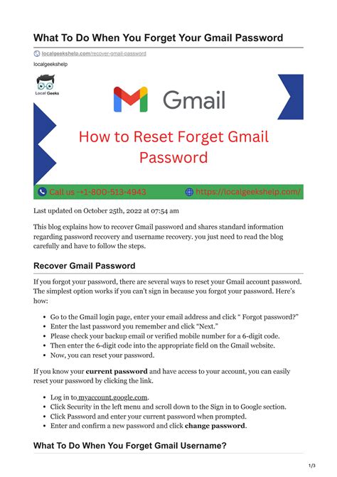 What To Do When You Forget Your Gmail Password By Local Geeks Help Issuu