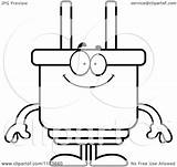 Plug Cartoon Electric Coloring Mascot Happy Clipart Thoman Cory Outlined Vector Surprised Royalty Clipartof sketch template