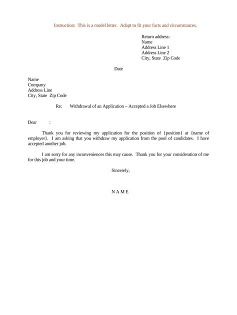 withdrawal letter  application  template pdffiller