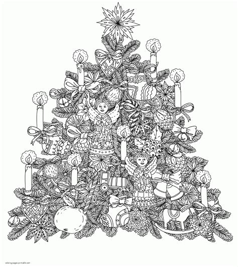 printable christmas tree coloring pages  adults coloring pages