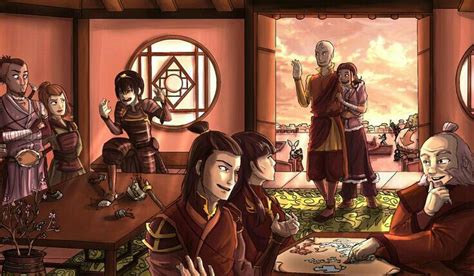 airbender all grown up sokka suki toph avatar aang katara fire lord zuko mai and iroh