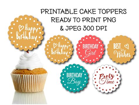 printable colorful cupcake toppers happy birthday cupcake etsy