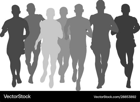 silhouette group men athletes runners royalty free vector