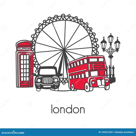 vector illustration  london symbols editorial stock photo illustration  minimalist