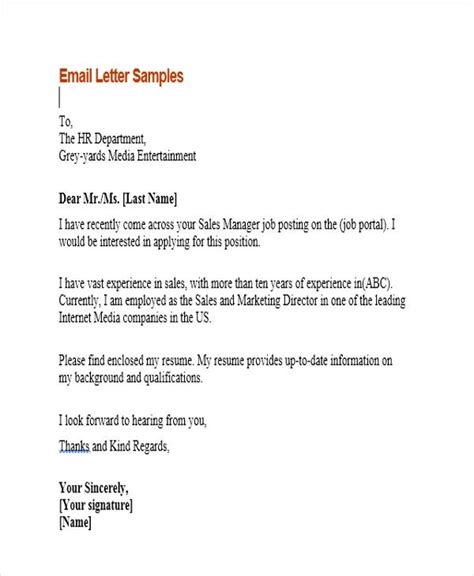 write  email application letter   job latest news