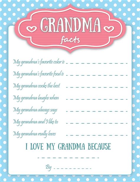 fun mothers day printables mom  grandma facts sheets