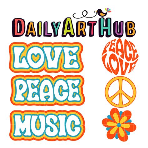 hippie love  peace clip art set daily art hub  clip art everyday