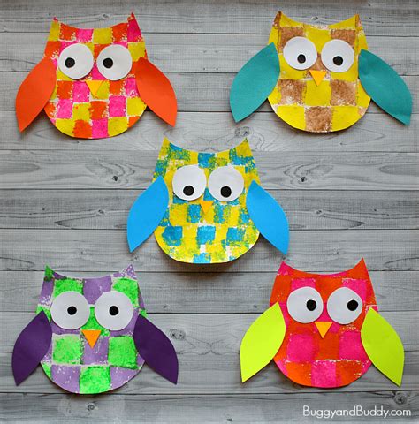 sponge painted owl craft  kids  owl template buggy  buddy