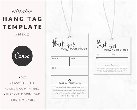 hang tag template  canva clothing tag template clothing etsy mexico